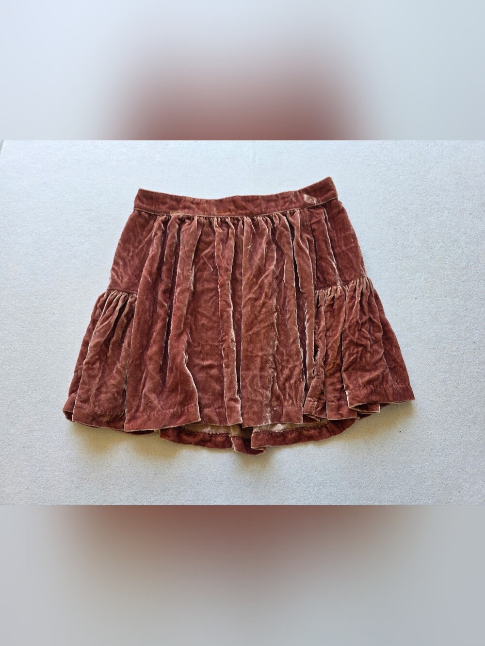 Madewell Velvet Tiered Skirt in Dusty Mauve
